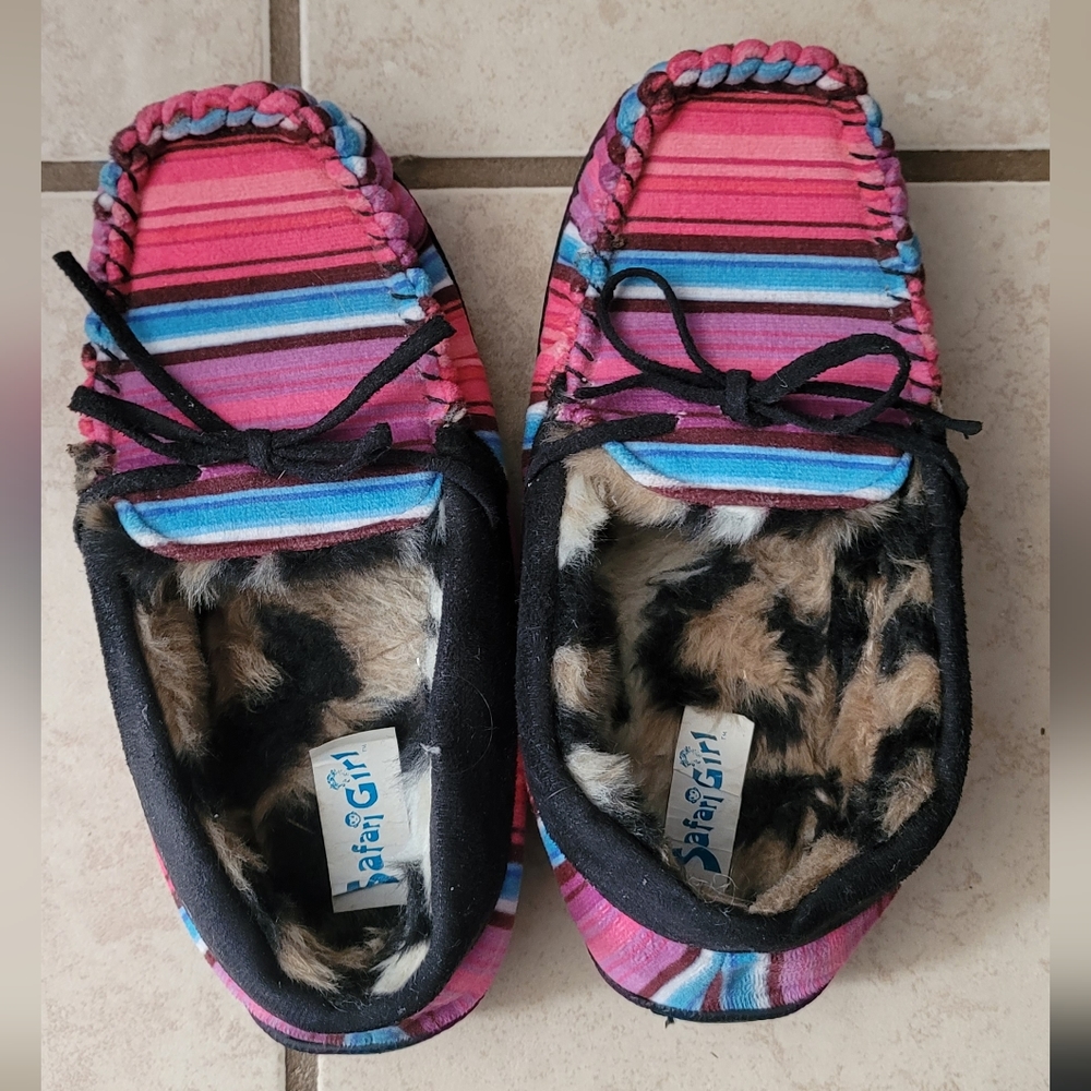 Serapi and cheetah slippers